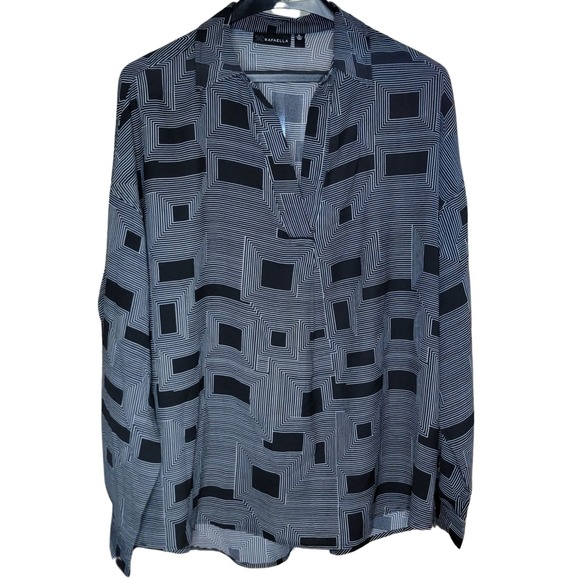 Rafaella Blouse Top Geometric Print Long Sleeve‎ Career Casual XL - Picture 1 of 5
